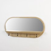 Spiegel plank - Maanlicht - Klein - Massief Eiken plank - met 4 haakjes - B 35 x H 17 cm