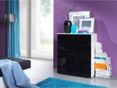 TEXAS Dressoir - Wit / Hoogglans Zwart - Kast - Commode - Modern Design - 80 cm