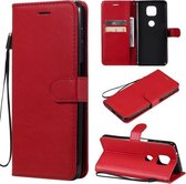 Voor Motorola Moto G Power 2021 Effen Kleur Horizontale Flip Beschermende Lederen Case met Houder & Kaartsleuven & Portemonnee & Fotolijst & Lanyard (Rood)