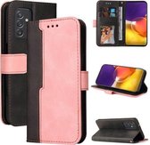 Voor Samsung Galaxy A82 5G Zakelijke Stiksels-Kleur Horizontale Flip PU Lederen Case met Houder & Kaartsleuven & Fotolijst (Roze)