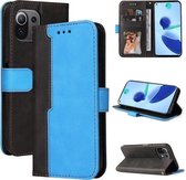 Voor Xiaomi Mi 11 Lite Zakelijke Stiksels-Kleur Horizontale Flip PU Lederen Case met Houder & Kaartsleuven & Fotolijst (Blauw)