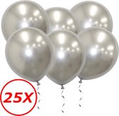 Luxe Chrome Ballonnen Zilver 25 Stuks - Helium Ballonnenset Metallic Silver Feestje Verjaardag Party