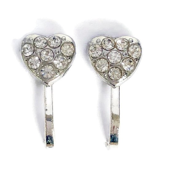 MNQ bijoux - boucles d'oreilles clip - Clips oreilles - Kind - Filles - Coeur avec beaucoup de paillettes - incolore / argent - Knopjes