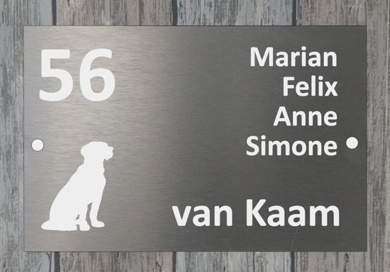 Naambordje voordeur RVS|Naambord 20x30cm