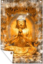 Muurdecoratie Boeddha - Goud - Meditatie - 120x180 cm - Tuinposter - Tuindoek - Buitenposter