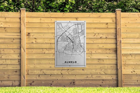 Poster de jardin Carte - Almelo - Zwart - Wit - 80x120 cm - Jardin
