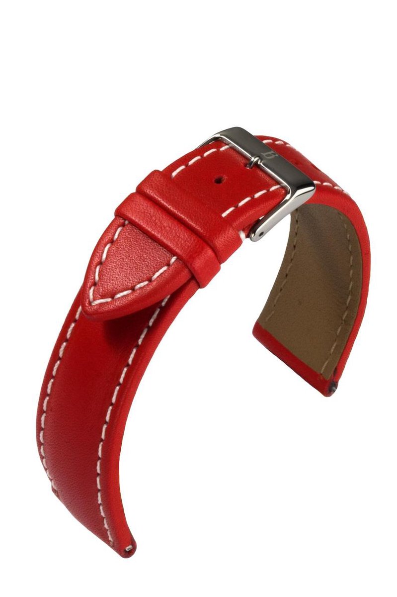 EULIT horlogeband - leer - 20 mm - rood - metalen gesp
