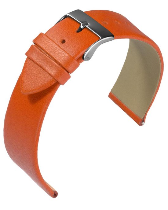 EULIT horlogeband - leer - 20 mm - oranje - metalen gesp