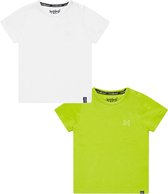 Koko Noko BIO Basics (2pack) Shirts NIGEL Wit en Groen - Maat 110/116
