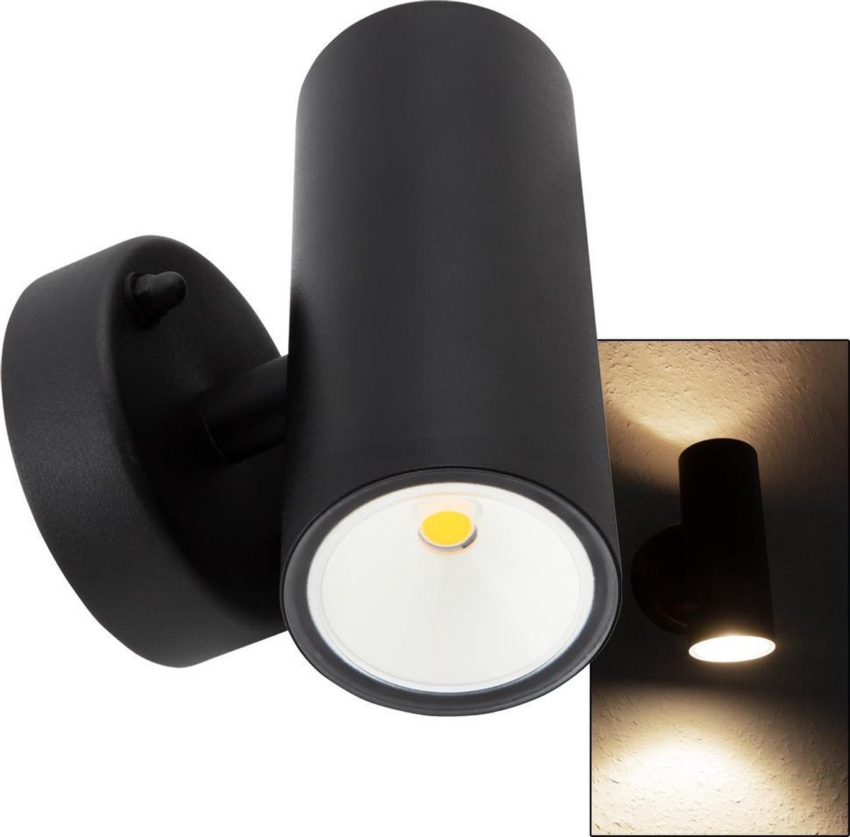Deco WL-24 Aluminium wandlamp in het zwart- Voor binnen of buiten - 2x4W Up/Down verlichting - 480lm - 3000K - IP44