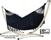 Hangmat met standaard – 2 persoons – VERZINKT METALEN frame tot 220 kg -WEERBESTENDIG- Grande Premium