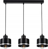 Hanglamp- 3 kapen zwart met streep- led lamp- gloeilamp GRATIS!- Moderne stijl- Binnenverlichting- wonen lamp-