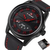 Horloges voor Mannen Heren Horloge Herenhorloge Watch - Jongens Horloges - Incl. Horlogebox Geschenkdoos - Zwart Rood - Litts®