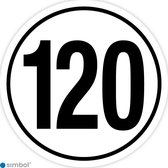 Simbol - Stickers Tempo 120 km - Tempostickers Maximaal 120 km - Duurzame Kwaliteit - Formaat ø 25 cm.