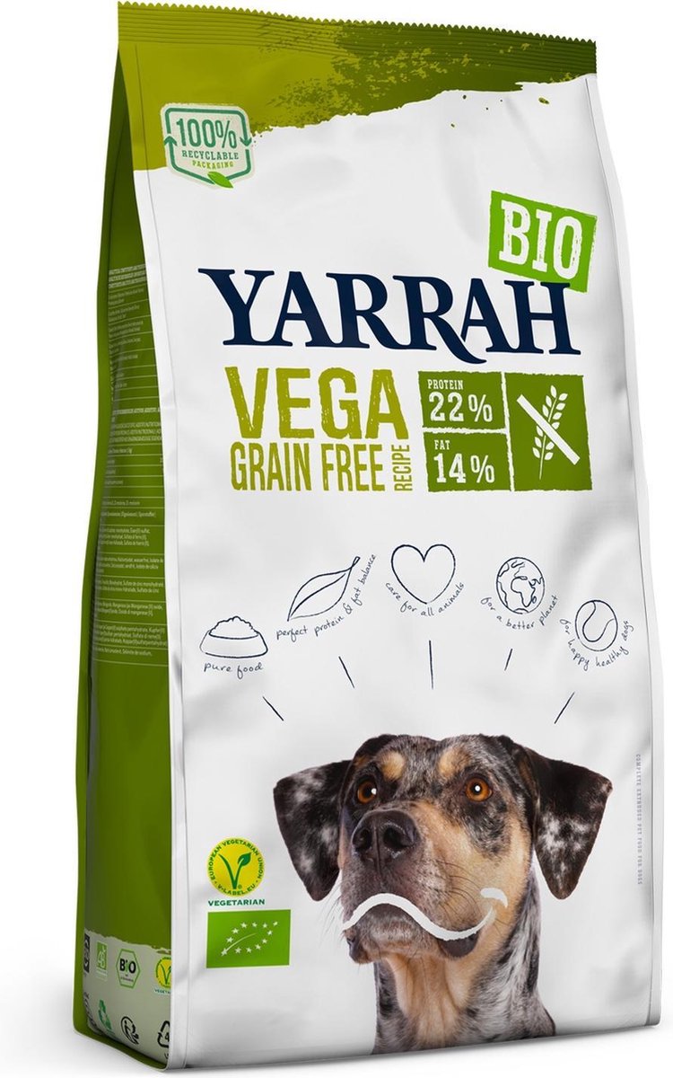 Yarrah dog biologische brokken vega ultra sensitive tarwevrij 10 kg