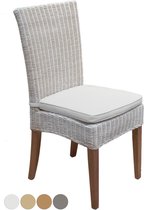Pippa Design Eetkamerstoel - rotan - wit - met zitkussen