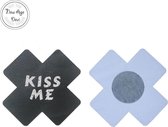 New Age Devi - Tepel plakkers - Kruis - Kiss Me - Zwart - Sexy Nipplesticker - Burlesque - Nipple - Valentijnsdag - Valentijn
