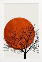 JUNIQE - Poster met houten lijst Winter Sunset -13x18 /Rood & Zwart