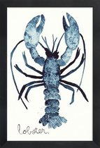 JUNIQE - Poster in houten lijst Lobster -20x30 /Blauw & Wit