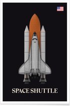 JUNIQE - Poster NASA space shuttle raket -13x18 /Grijs & Zwart