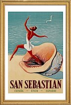 JUNIQE - Poster met houten lijst spain1 -40x60 /Blauw & Bruin