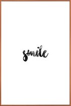 JUNIQE - Poster met kunststof lijst Smile -20x30 /Wit & Zwart