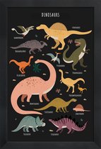 JUNIQE - Poster met houten lijst Dinosaur Friends II -13x18 /Kleurrijk