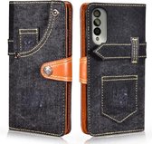 Voor Honor X20 SE Denim Horizontale Flip Lederen Case met Houder & Kaartsleuf & Portemonnee (Zwart)