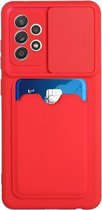 Voor Samsung Galaxy A72 5G/4G Sliding Camera Cover Design TPU-beschermhoes met kaartsleuf (rood)