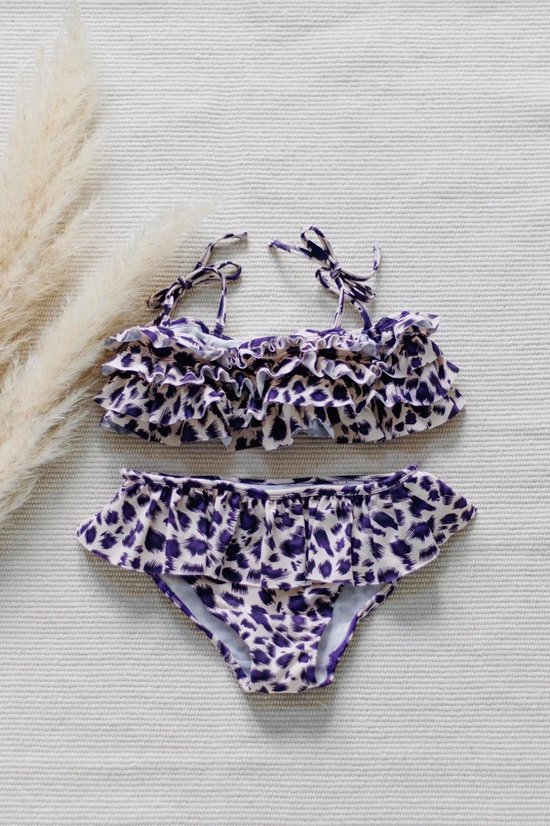 Meisjes zwemkleding - Bikini Purple Panter - maat 122/128 | bol.com