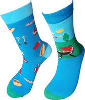 Verjaardag cadeautje voor hem en haar - BBQ Mismatch - Barbecue sokken - Leuke sokken - Vrolijke sokken - Luckyday Socks - Sokken met tekst - Aparte Sokken - Socks waar je Happy van wordt - Maat 41-46