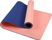 YoZenga Premium yoga mat | sportmat | Fitnessmat | extra breed | extra dik | TPE | Mandala Salmon pink/Navy blue | Inclusief Draagriem
