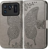 Xiaomi Mi 11 Ultra Hoesje - Mobigear - Butterfly Serie - Kunstlederen Bookcase - Grijs - Hoesje Geschikt Voor Xiaomi Mi 11 Ultra