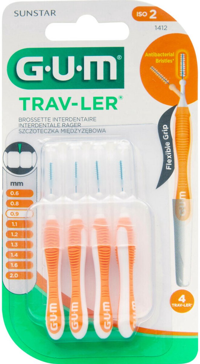3x GUM Trav-Ler Ragers Oranje 0.9mm blister à 4 stuks