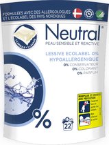 Neutral 0% -  Was Capsules - 22 stuks - Hypoallergeen - Ongeparfumeerd - Ecologisch - Speciaal voor de gevoelige huid - 30, 40, en 60 graden