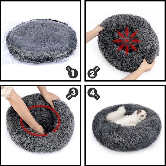 Lit pour chien Dailyibed - donut - coussin pour chien - lit pour chien - S - 40x40x16 cm - Zwart