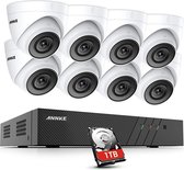 ANNKE - 8CH 1080P PoE-beveiligingscameraset - 6MP PoE NVR - 8X 2MP IP67 domecamera's - 8-kanaals H.265 NVR-recorder met 1TB HDD - APP push-alarm - externe toegang - plug and play