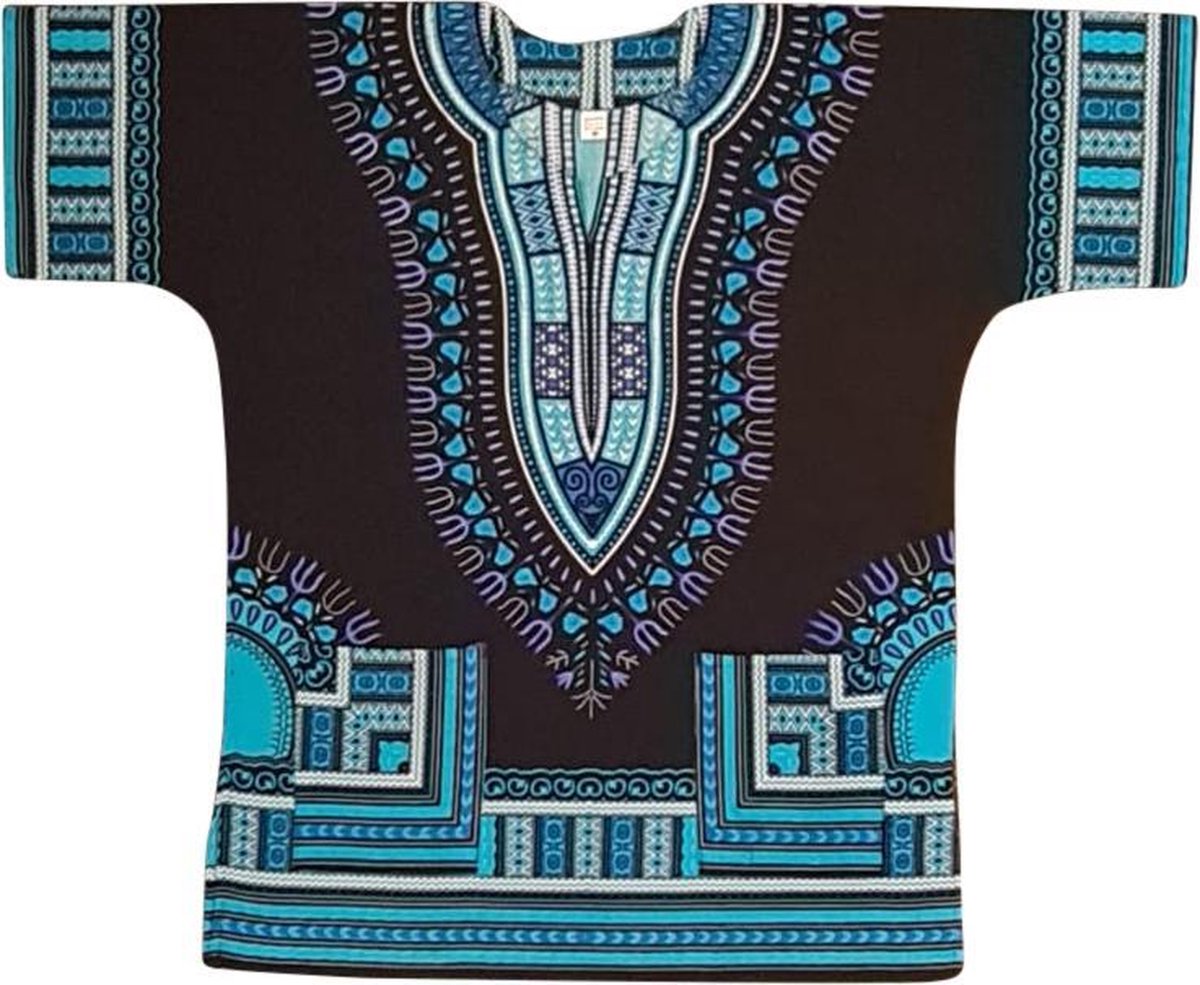 Afrikaans Shirt Dashiki in het zwart/blauw | bol.com
