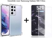 Samsung Galaxy S21 Ultra hoesje shock proof case transparant - 1x Samsung Galaxy S21 Ultra screenprotector uv