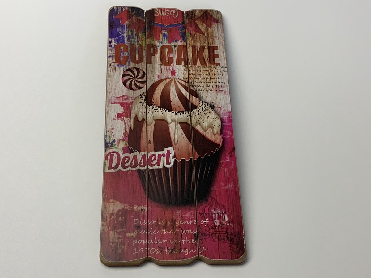 Wandbordje sweet cup cake dessert roze