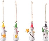 Exner |Kanu |Handgemaakt |Metaal |Set van 4 Sneeuwpop Hangers |Winter- en Kerstdecoratie | 5x5x10 cm