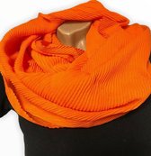GERIBBELDE DUNNE DAMES LOOP SJAAL - COL SJAAL - LUS SJAAL - RONDE SJAAL - ORANJE - 100 X 38CM