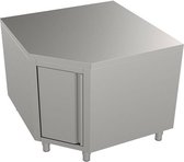 Gastro-Inox RVS Hoekwerktafel 600(d)mm Met Deur,1000(l)x1000(b)x850(h)mm, Gastro-Inox 302.201