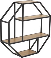 Belfurn - Taavi wandrek octagonaal in melamine wilde eik op zwart metalen frame