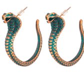 Oorbellen-Cobra-Reptiel-Lang-Metaal-Slang -Charme Bijoux