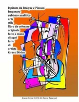 Ispirato da Braque e Picasso Imparare cubismo analitico arte stile libro da colorare originale fatto a mano disegni fatto di artista Grace Divine