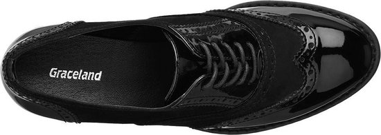 Chaussures à lacets femme Graceland noir richelieu laqué - Taille 42 |  bol.com