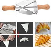 RVS Croissant Roller Cutter Cake Brood Rolling Deeg Cutter - voor het maken van croissant met houten handvat Rollend mes keuken bakken Tool