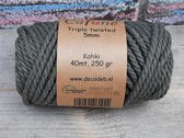 Cafuné-Macramé Touw-5mm-Kaki-40 meter-Driestrengs-Triple Twist-Gerecycled-Katoen Koord-Touw-Uitkambaar-Plantenhanger-Wandkleed-Sleutelhanger-Dromenvanger-Macramé Koord-Macramé Pakk