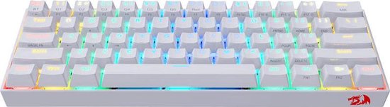 Redragon Draconic White K530 RGB - 60% Gaming toetsenbord wit - Draadloze bluetooth keyboard - USB-C aansluiting optioneel - Mechanisch toetsenbord - bruine schakelaars - REDRAGON